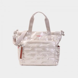 Women's Hedgren Puffer Tote Bags White Beige | ZSE4571QA