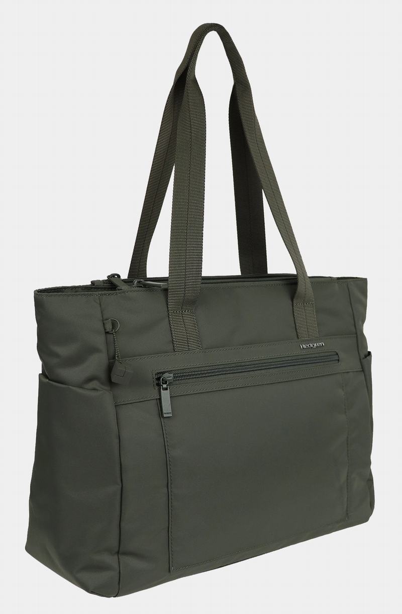 Women's Hedgren Achiever Tote Bags Dark Green | CUE8336DR