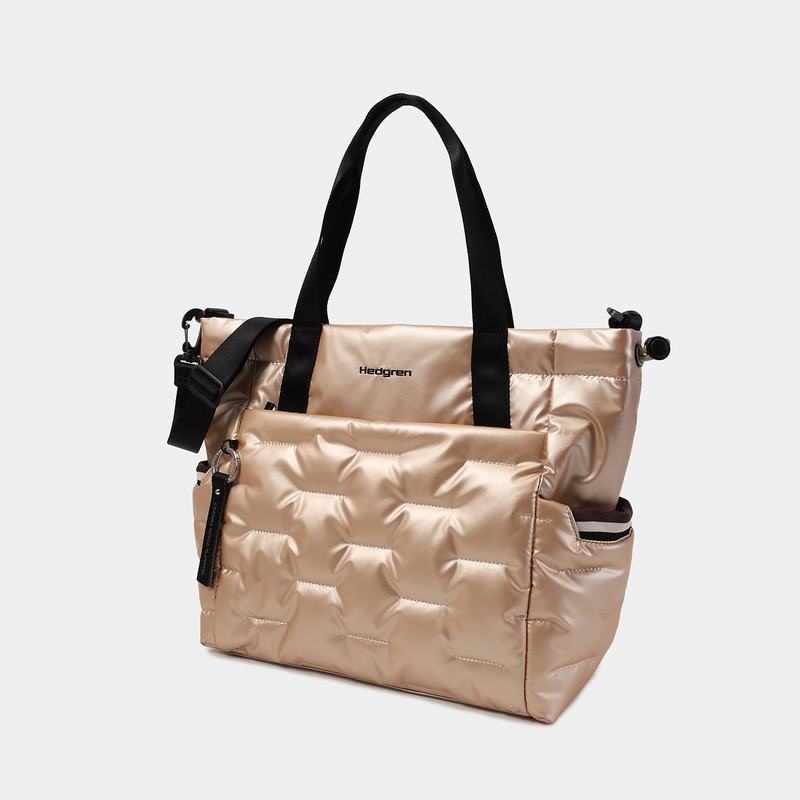 Women's Hedgren Puffer Tote Bags Beige | FWP4569WE