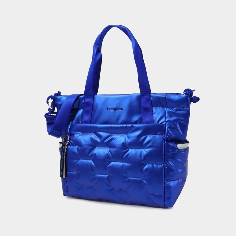 Women's Hedgren Puffer Tote Bags Blue | WIJ4043GG