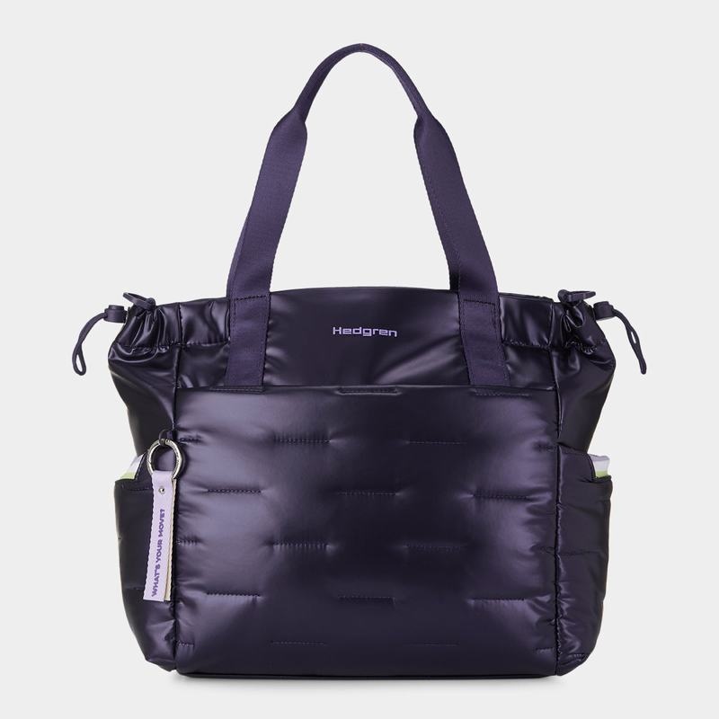 Women's Hedgren Puffer Tote Bags Purple Deep Blue | LGI592GG