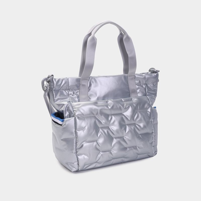 Women's Hedgren Puffer Tote Bags Silver Blue | SWF8619FN