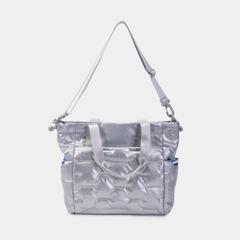 Women's Hedgren Puffer Tote Bags Silver Blue | SWF8619FN