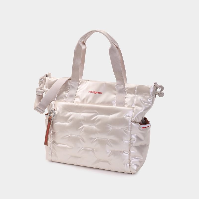 Women's Hedgren Puffer Tote Bags White Beige | ZSE4571QA