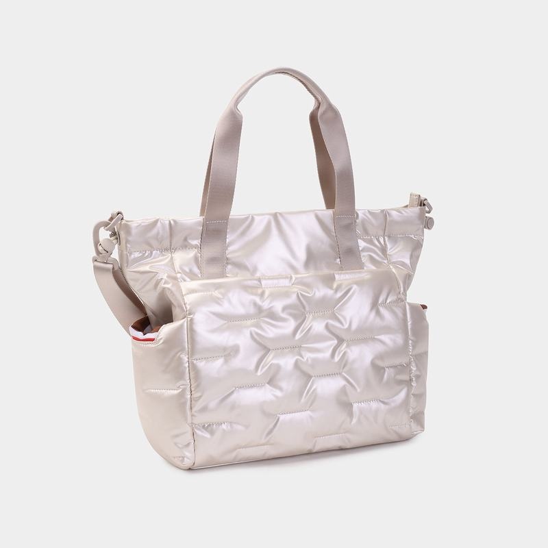 Women's Hedgren Puffer Tote Bags White Beige | ZSE4571QA