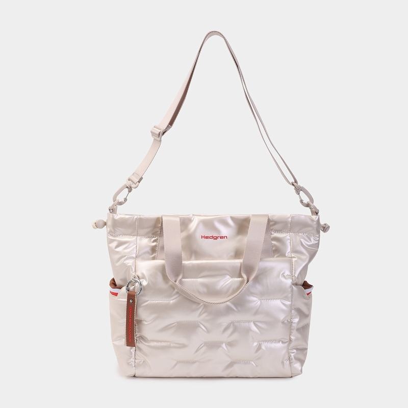 Women's Hedgren Puffer Tote Bags White Beige | ZSE4571QA