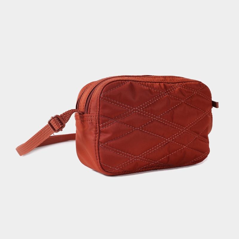 Women's Hedgren Quilted Maia Mini Rfid Crossbody Bags Red Brown | HXD848BM