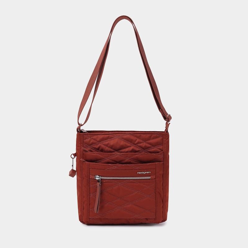 Women's Hedgren Quilted Orva Rfid Crossbody Bags Red Brown | UVV1316CO