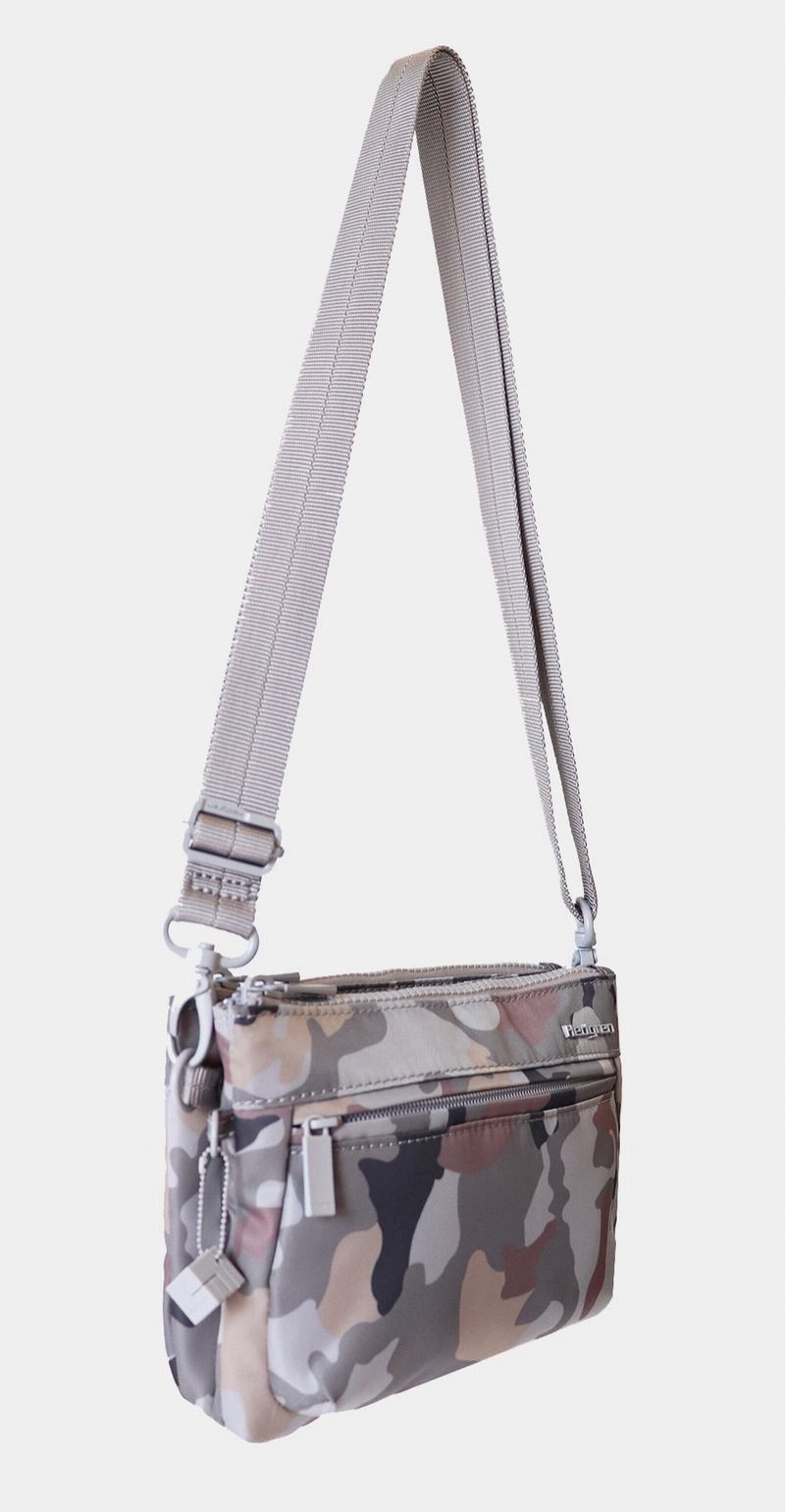 Women's Hedgren Rain Sustainably Made Crossbody Bags Grey Camo | LUL6554EZ