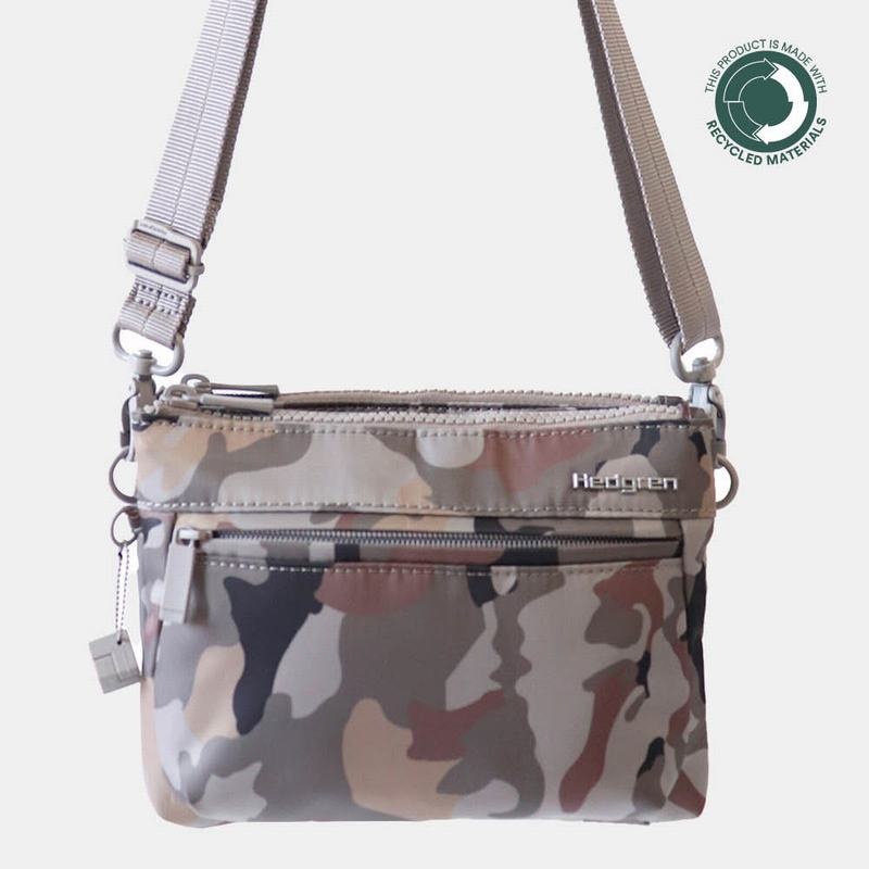 Women\'s Hedgren Rain Sustainably Made Crossbody Bags Grey Camo | LUL6554EZ