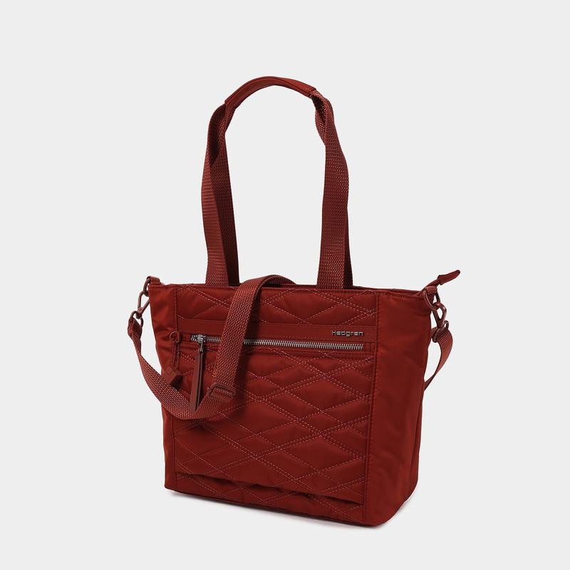 Women's Hedgren Zoe Medium Rfid Tote Bags Red Brown | QIY2656DC